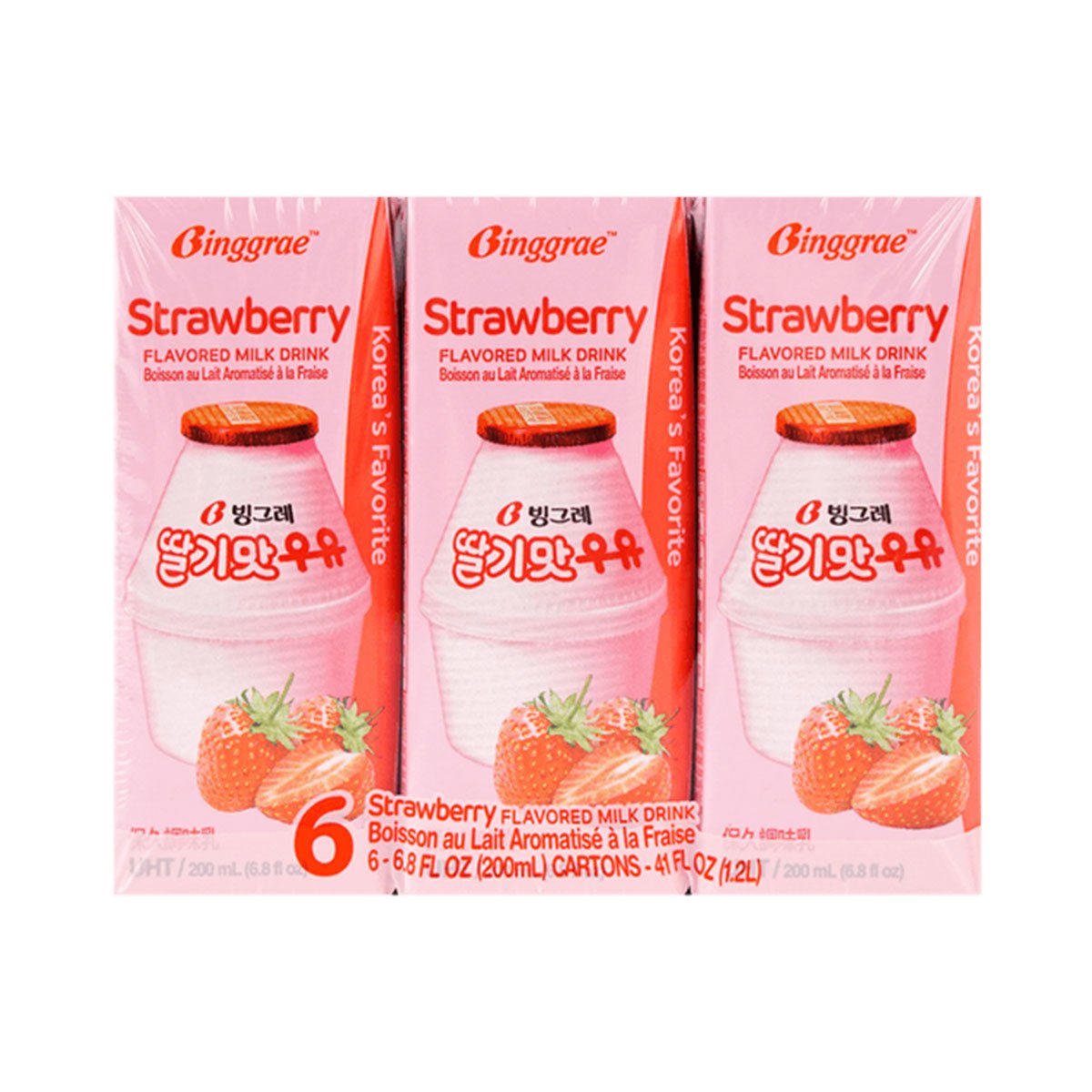 Binggrae Strawberry Flavor Milk - 6 Pack - Asian Needs