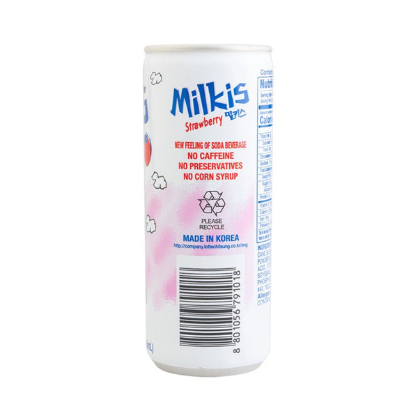 Lotte Milkis Carbonated Soft Drink, Strawberry Flavor, 8.45 fl oz - Asian Needs