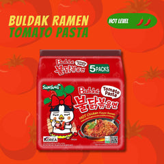 Samyang Buldak Spicy Chicken Stir-Fried Ramen (5-Pack) - Tomato Pasta - Asian Needs