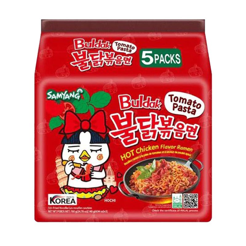 Samyang Buldak Spicy Chicken Stir-Fried Ramen (5-Pack) - Tomato Pasta - Asian Needs