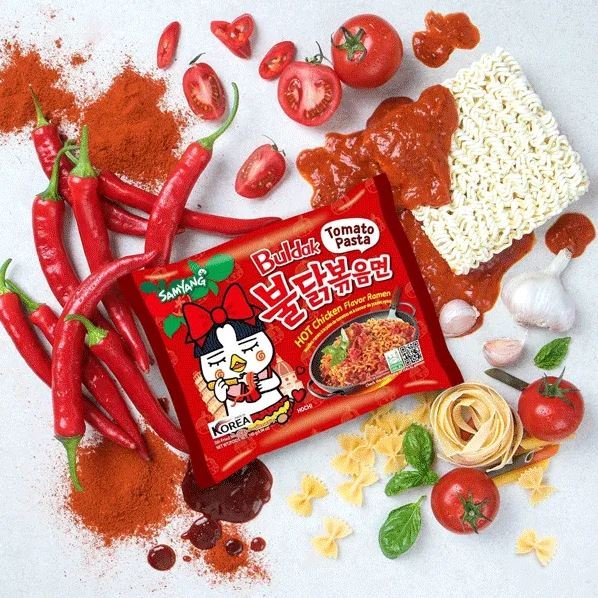 Samyang Buldak Spicy Chicken Stir-Fried Ramen (5-Pack) - Tomato Pasta - Asian Needs